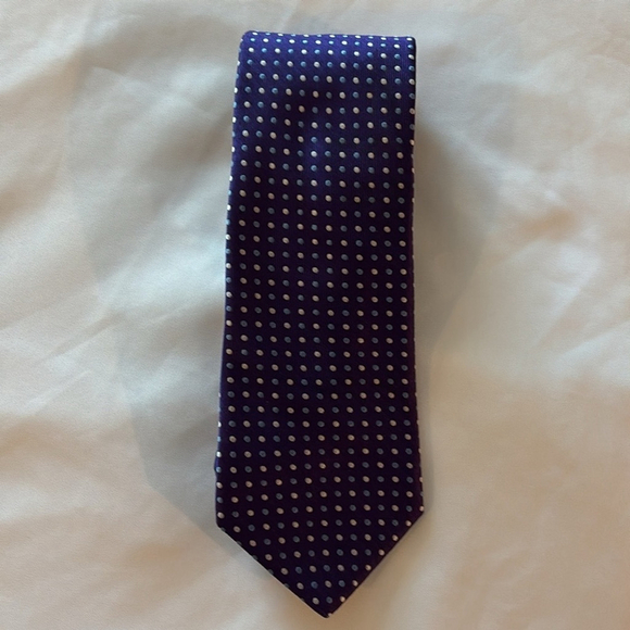 NORDSTROM 100% silk Men's Polka Dot Tie Purple blue silver neck tie made in USA - Picture 4 of 9